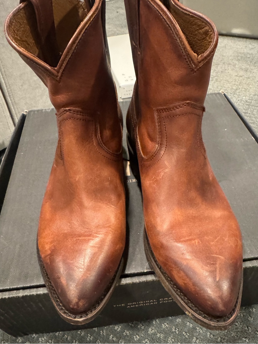 Frye Billy Short Women’s Chestnut Brown Leather Pull-On Boots in Renice Leather - Picture 7 of 7